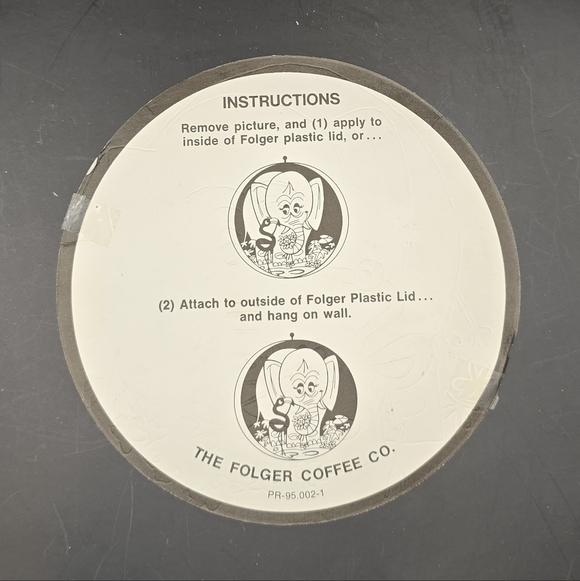 RARE Folgers Jungle Zoo Animals Coffee Can 1960s Elephant With Cardboard Insert. - Picture 8 of 9